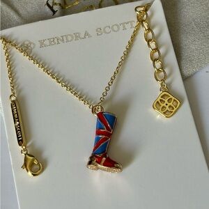 Kendra Scott Gold Necklace with Red and Blue Boot Pendant